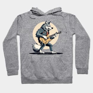 Wolf Guitar Player Digital Art Hoodie